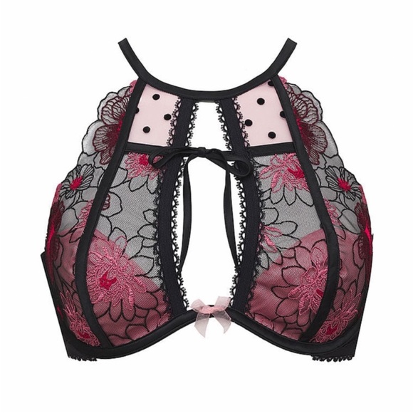 NWT 
2 Pc For Love & Lemons Zinnia Embroidered High Neck Bra & Panty 36D/XL - Picture 2 of 10